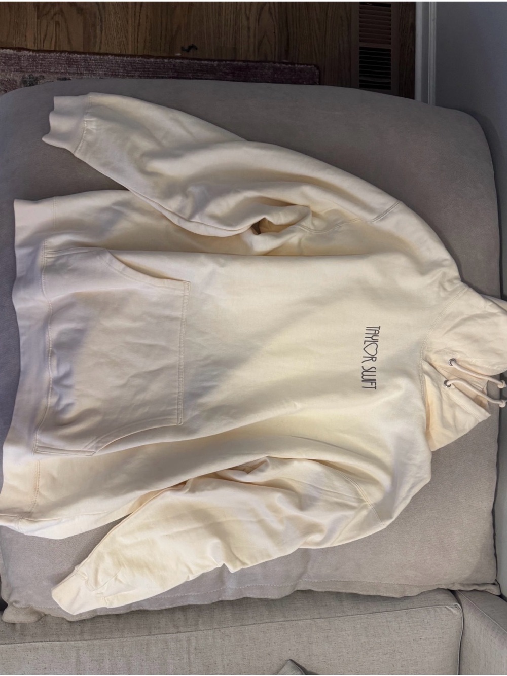 Taylor Swift Cream Pullover Hoodie with Chest Logo